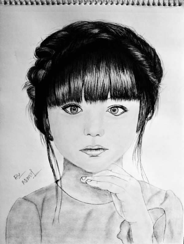 Fantastic Pencil Sketch Of Cute Baby By Manoj Kumar Naik - DesiPainters.com