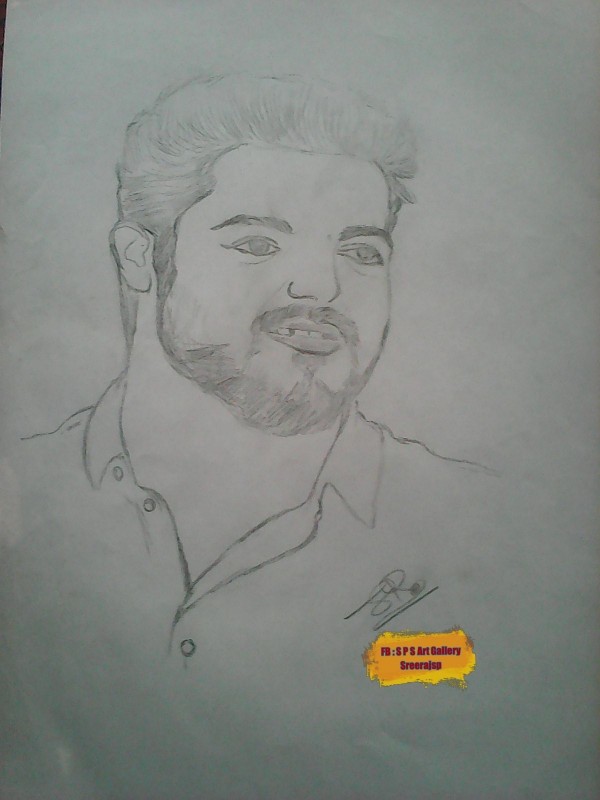 Wonderful Pencil Sketch Of Malayam Actor Vijay - DesiPainters.com