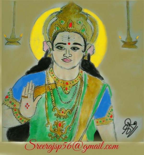 Beautiful Watercolor Painting Of Lord Laxmi Devi - DesiPainters.com