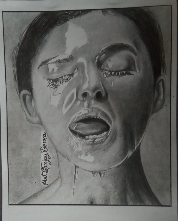 Beautiful Realstic Drawing Graphite Pencil Art Of Girl - DesiPainters.com