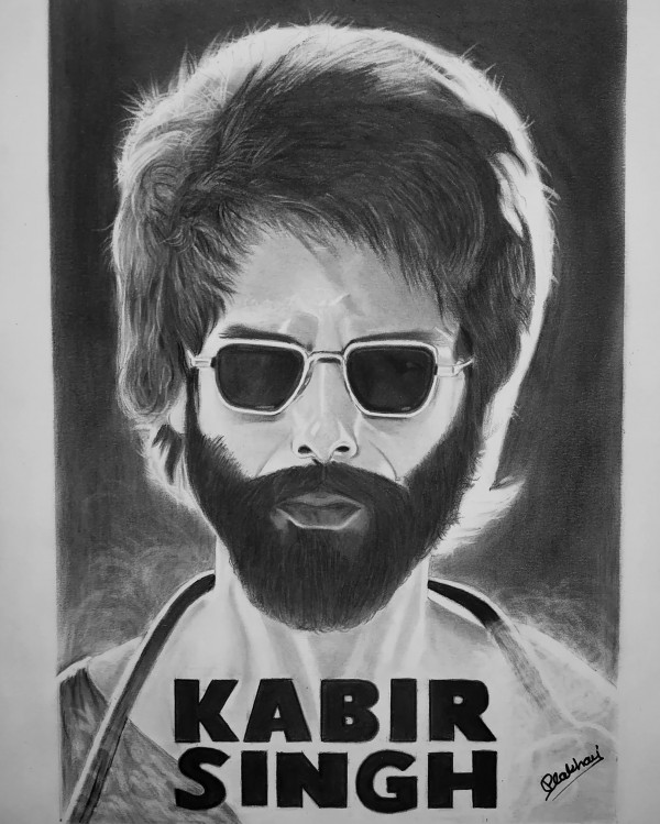 Fantastic Pencil Sketch Of Shahid Kapoor As Kabir Singh - DesiPainters.com