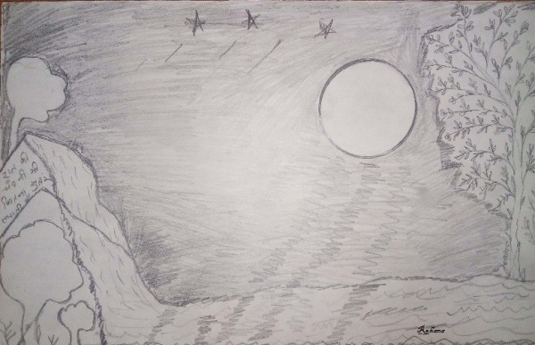 Sunset Landscape Drawing with Pencil Sketch, Scenery Drawing for Beginners,  Drawing of Nature | by Creativecanvasbyparna | Medium