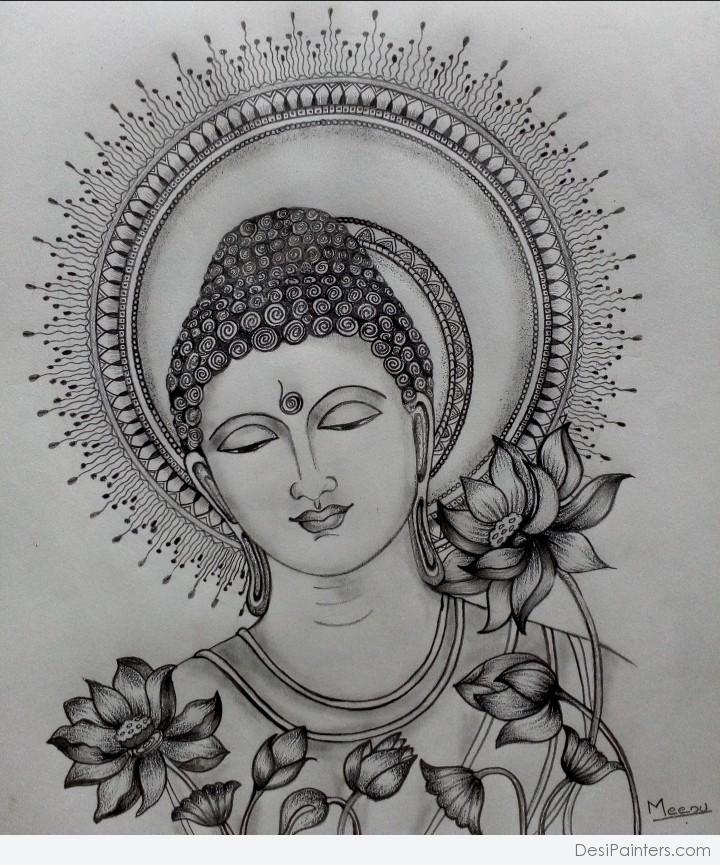 Gautama Buddha Modern Art Drawing by Asp Arts - Pixels-saigonsouth.com.vn