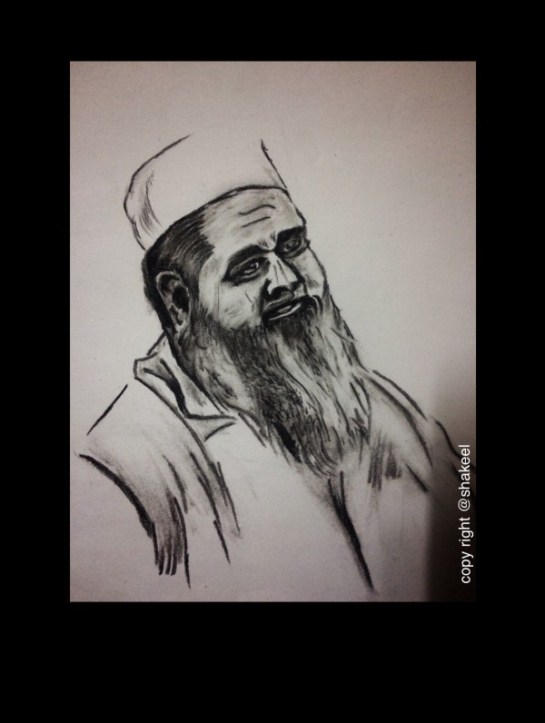Pencil Sketch Of Badruddin Ajmal - DesiPainters.com