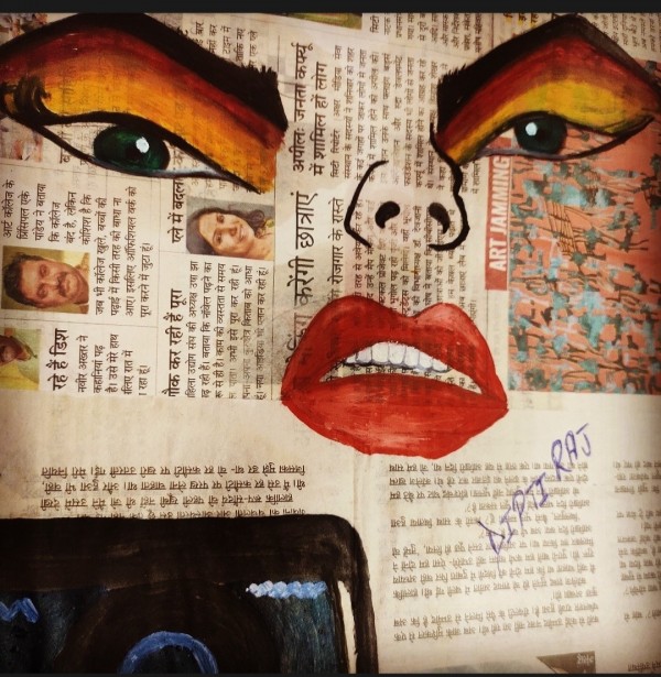 Oil Painting At Of Newspaper Pop Up - DesiPainters.com