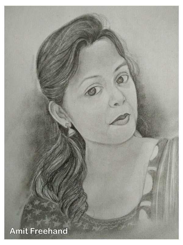 Amazing Pencil Sketch Of Cute Girl - DesiPainters.com