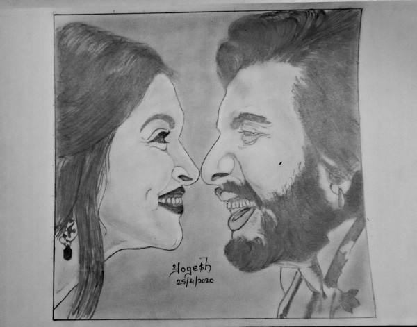 Pencil Sketch Of Deepika And Ranveer - DesiPainters.com