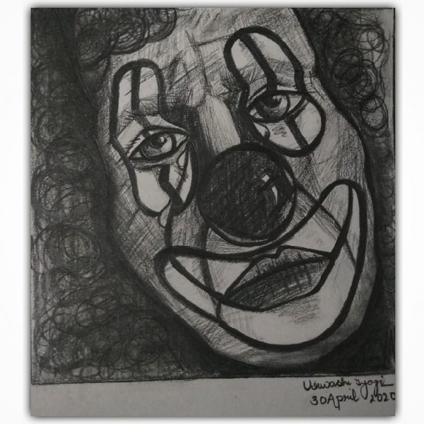Great Pencil Sketch Of Clown - DesiPainters.com