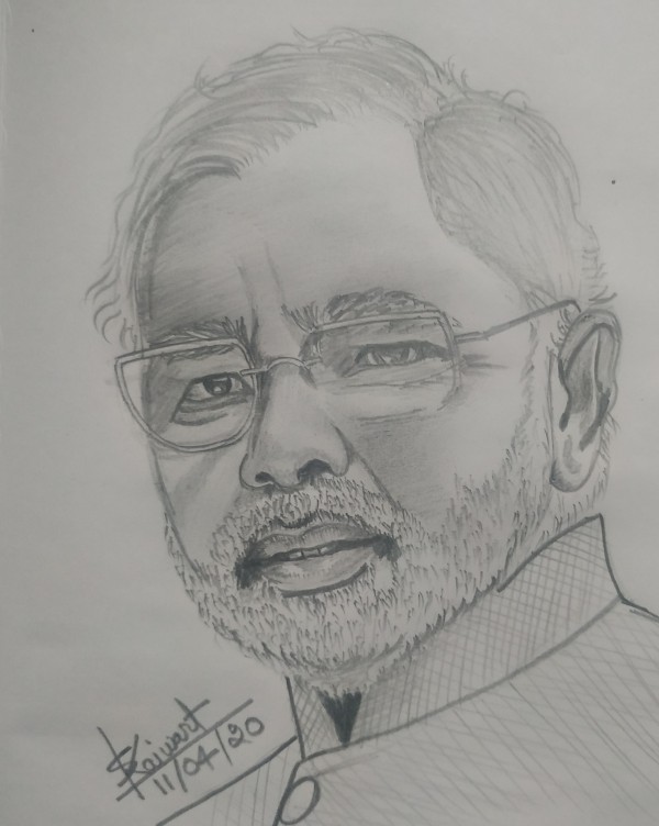 Pencil Sketch Of PM Narendra Modi - DesiPainters.com