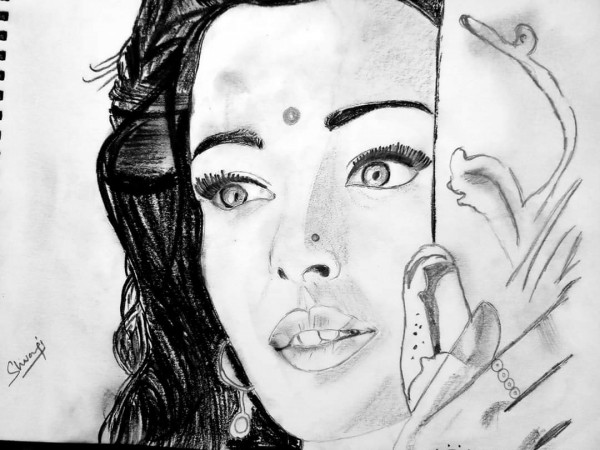 Perfect Pencil Sketch Of Aishwaria Rai Bachchan - DesiPainters.com