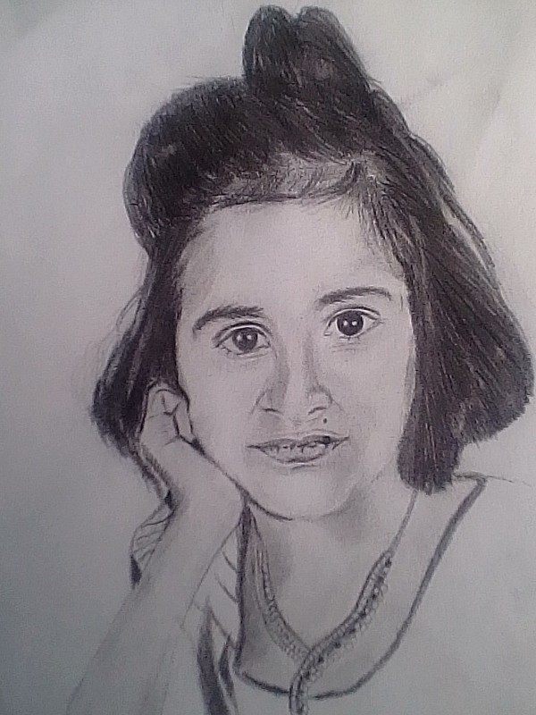 Pencil Sketch Of Cute Little Girl - DesiPainters.com
