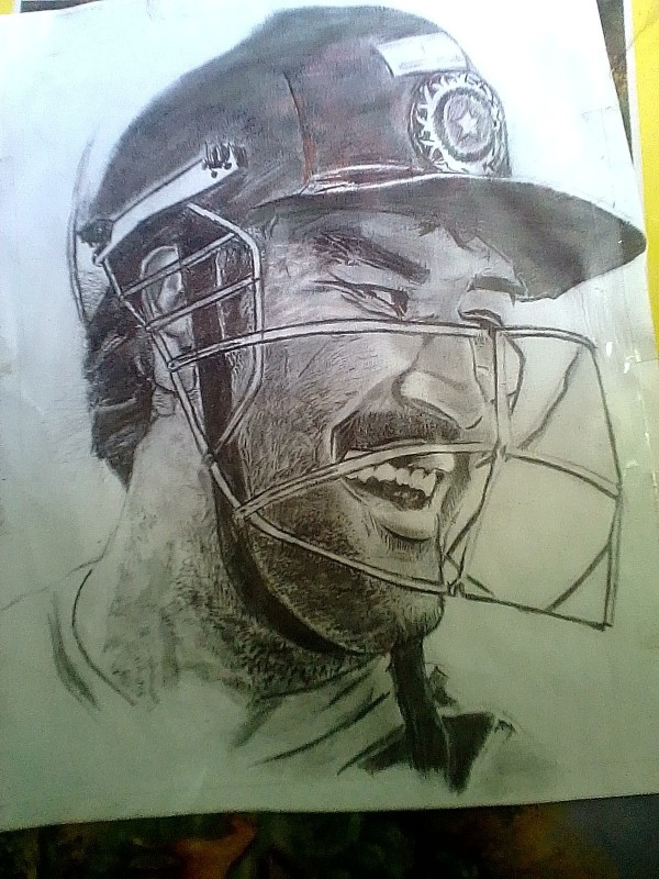 Pencil Sketch Of MS Dhoni - DesiPainters.com