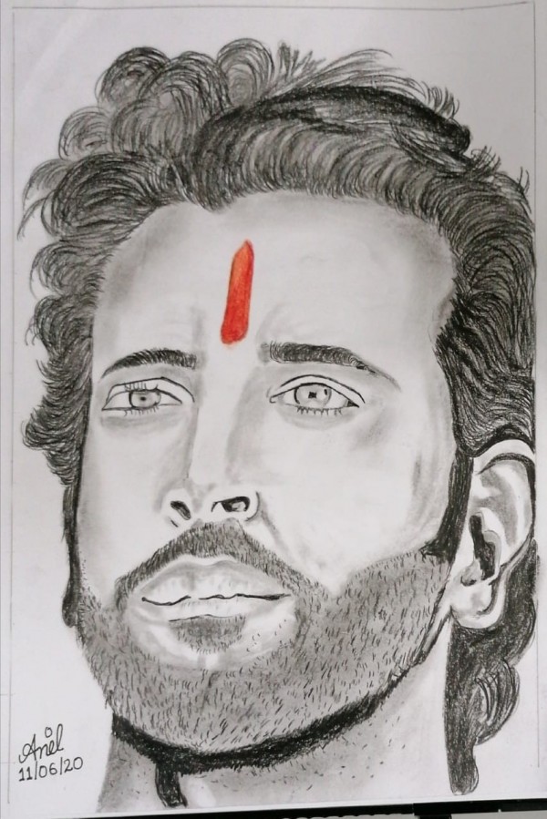 Pencil sketch of India actor Hrithik Roshan - DesiPainters.com