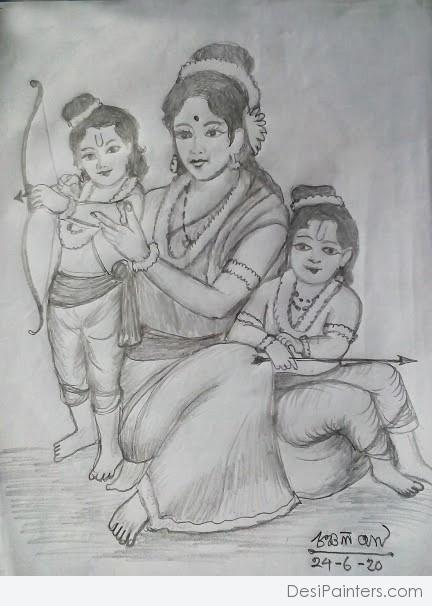 lov kus pancil Sketch - DesiPainters.com