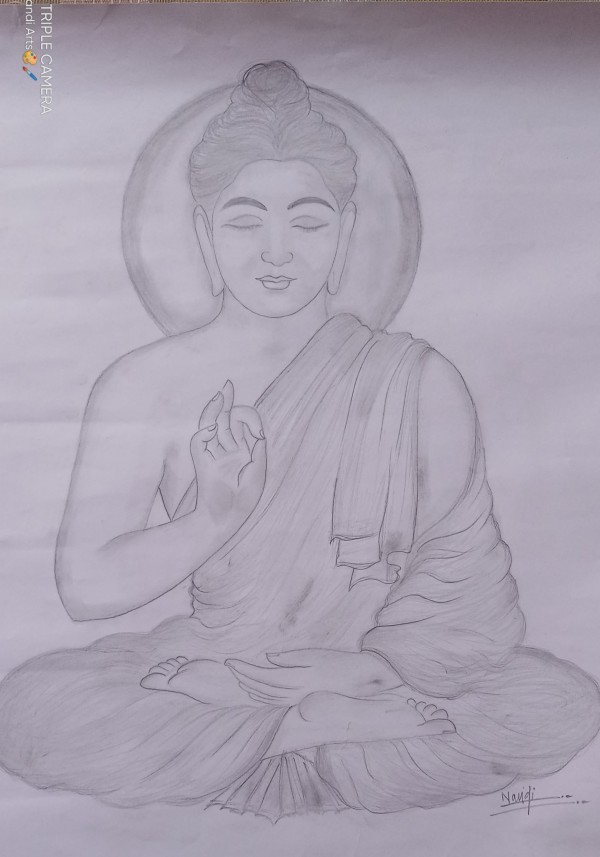 Pencil Sketch of Lord Buddha - DesiPainters.com
