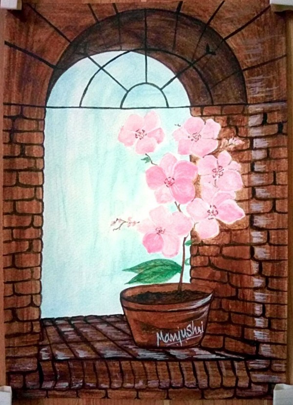 Pink flowers painting - DesiPainters.com