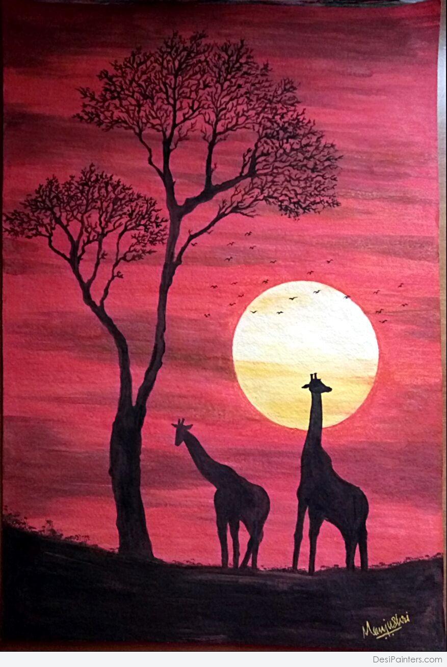 African sunset painting | DesiPainters.com