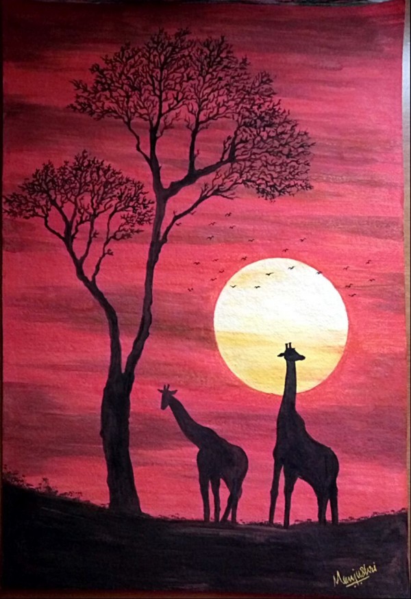 African sunset painting - DesiPainters.com