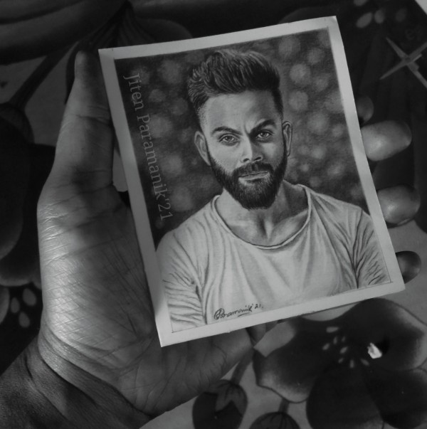 Virat kohli art by Jiten Paramanik - DesiPainters.com