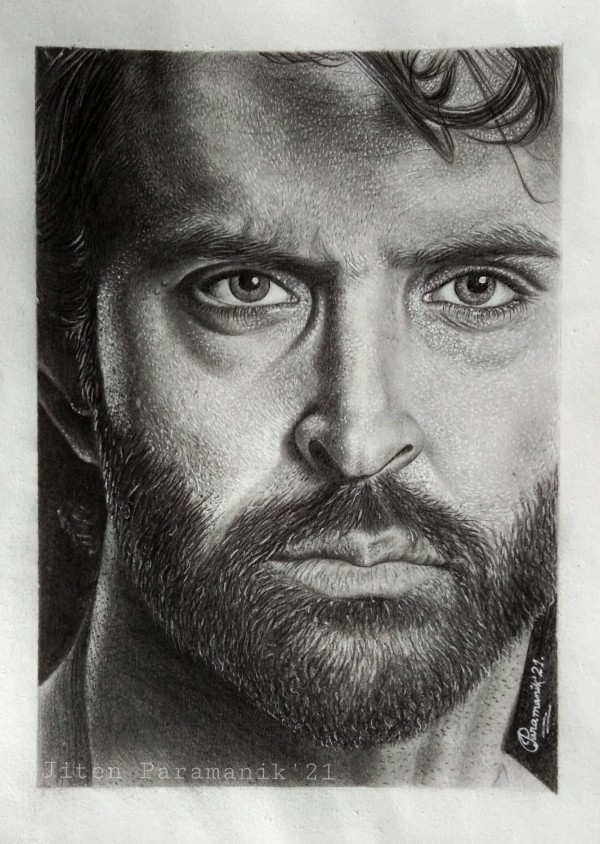 Hrithik Roshan art by Jiten Paramanik - DesiPainters.com