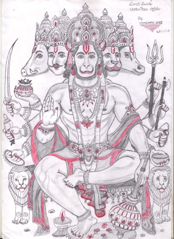 Sree Panchamukha Anjaneyaswamy - DesiPainters.com