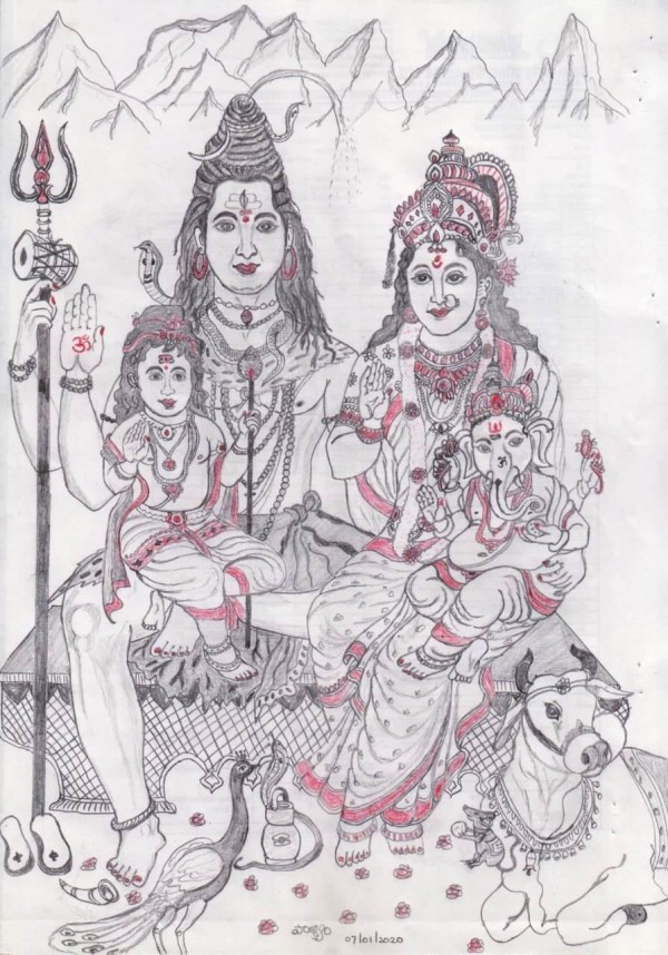 Sree Shivaparvathi kutumbham - DesiPainters.com