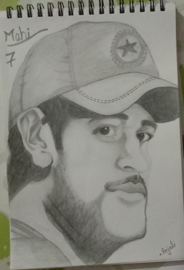 MS Dhoni sketch - DesiPainters.com