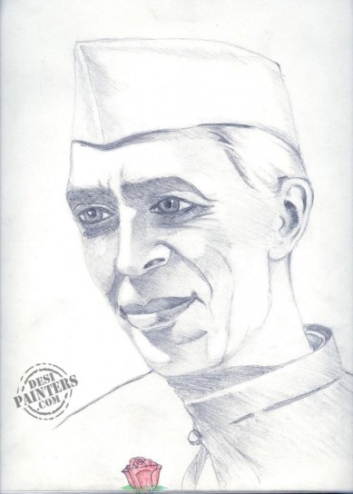 Chacha Nehru drawing | Pandit jawaharlal nehru drawing, Drawings, Male  sketch