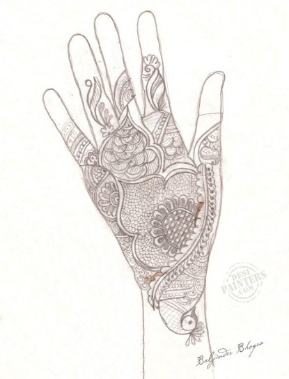 Stylish Mehndi Design Sample - DesiPainters.com