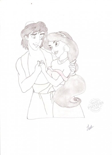 Aladdin And Jasmine - DesiPainters.com
