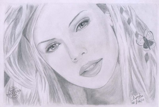 Charlize Theron Pencil Sketch - DesiPainters.com