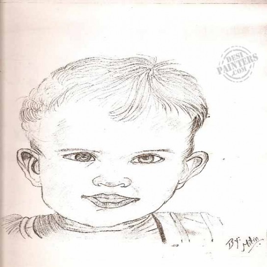 Cute Baby Pencil Sketch - DesiPainters.com