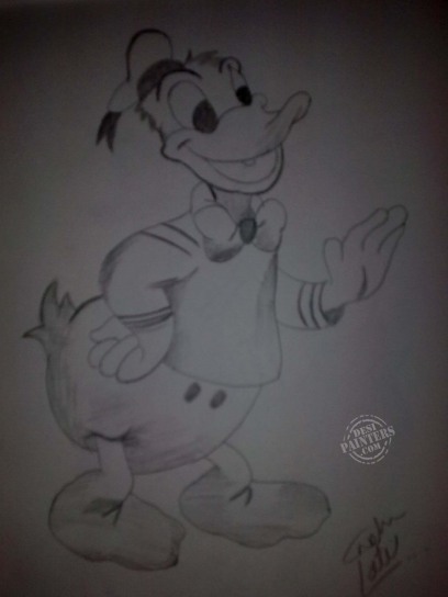 Pencil Sketch of Donald Duck - DesiPainters.com