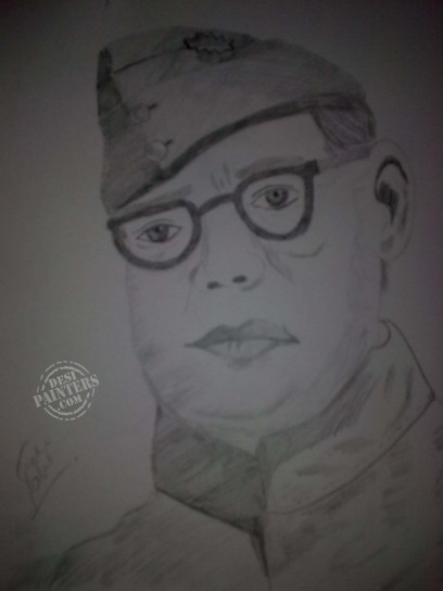 Pencil Sketch of Subash Chandra Bose - DesiPainters.com