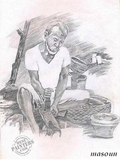 An Old Man Busy In Work - DesiPainters.com