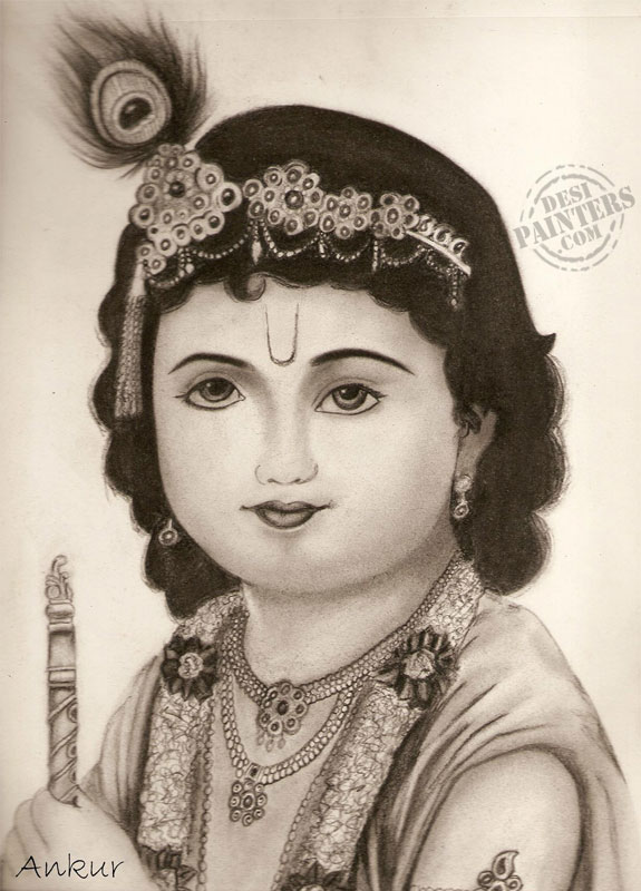 Lord Krishna's Blessings - PrTh Arts - Drawings & Illustration, People &  Figures, Portraits, Male - ArtPal