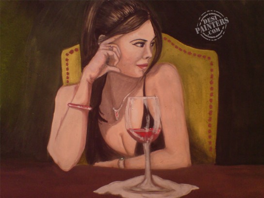 Lady In Bar - DesiPainters.com