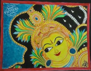 Mural Of Durga - DesiPainters.com