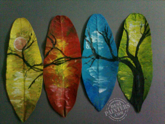 Real Leaf Painting 3 - DesiPainters.com