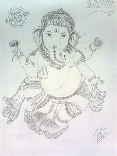 Pencil Sketch Of Bappa - DesiPainters.com