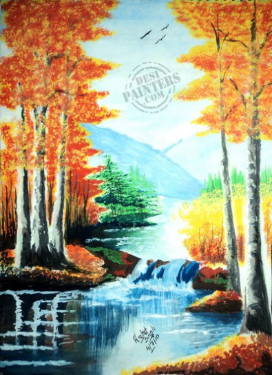 River Side Trees - DesiPainters.com