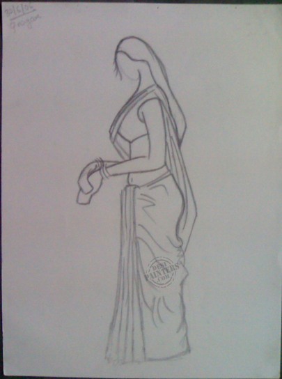Lady In Saree - DesiPainters.com
