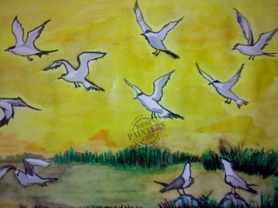 Birds Dawn - DesiPainters.com