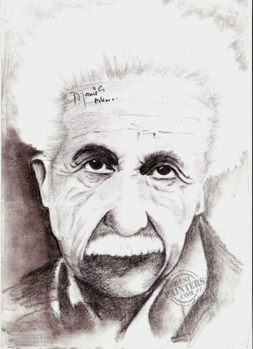 Pencil Sketch of Albert Einstein - DesiPainters.com