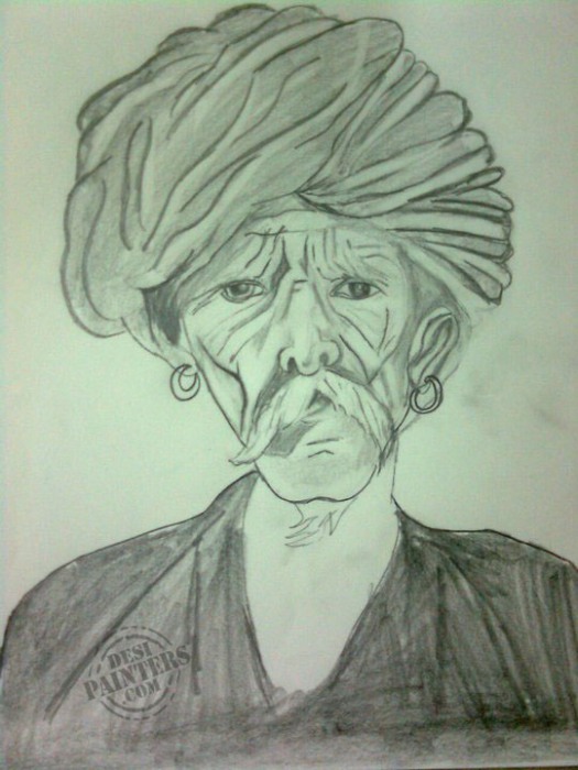 Old Man Sketch - DesiPainters.com