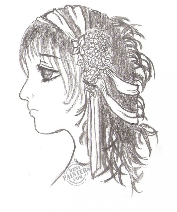 Girl Pencil Sketch - DesiPainters.com