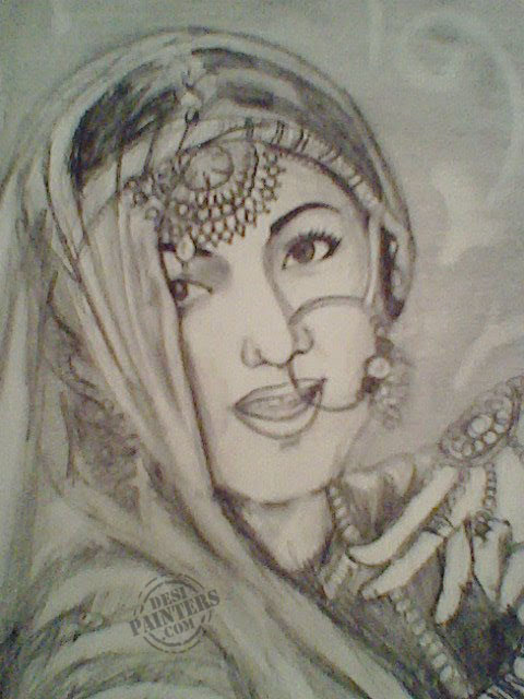 Pencil Sketch Of Madhubala - DesiPainters.com