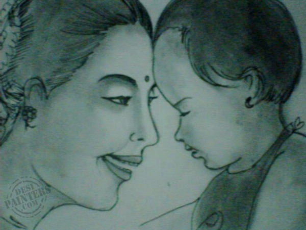 Mother Pencil Sketch - DesiPainters.com