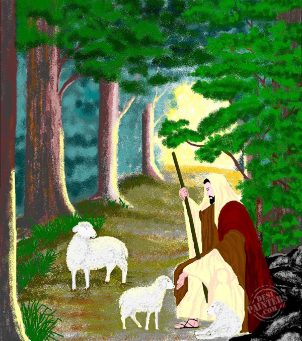 Shepherd Digital Painting - DesiPainters.com