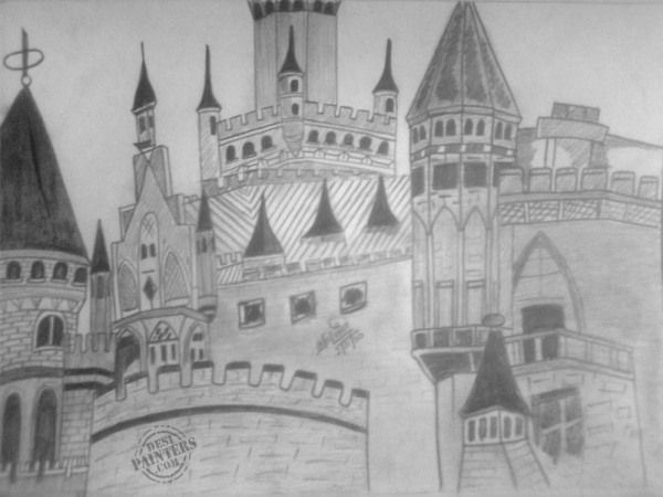 Castle Pencil Sketch - DesiPainters.com
